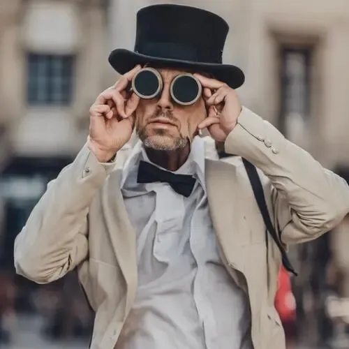 Homme portant des binocles pour améliorer la vision rapprochée ou pour un style vintage